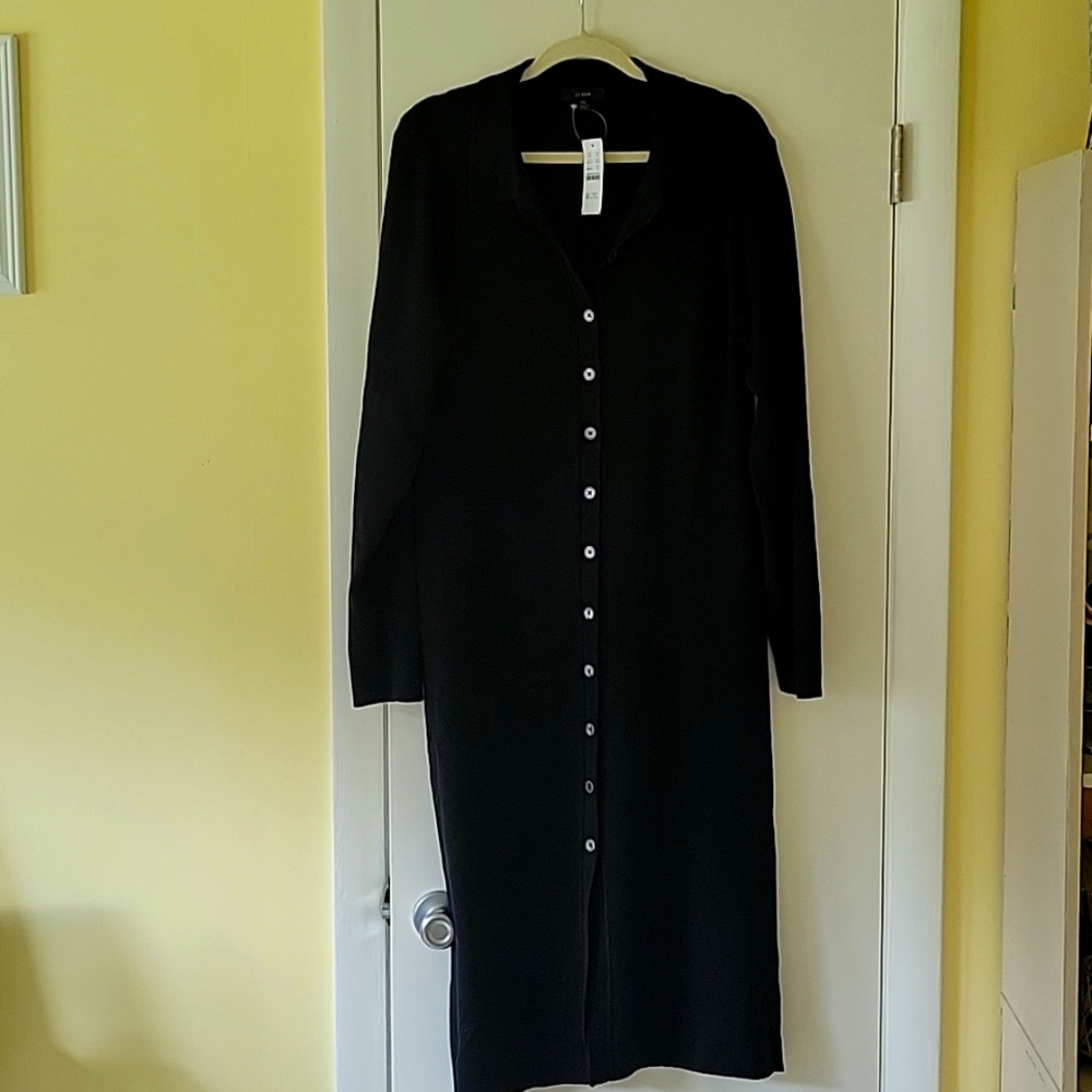 J. Crew Ribbed Button Front Silk Blend Dress